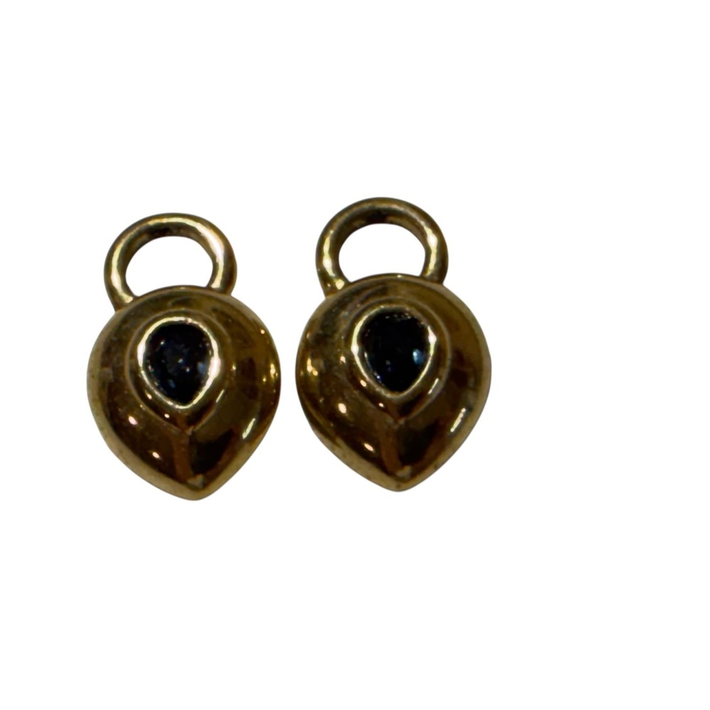 Agatha Paris Gold Tone Teardrop Blue‎ Stone Charm Dangle Earrings